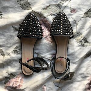 JustFab Studded Ankle Wrap Flats